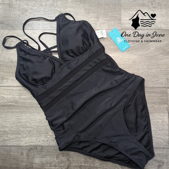 Cupshe V Neck Mesh Cutout One Piece Swimsuit Size M - Picture 3 of 7